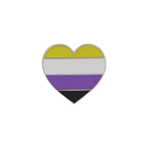Nonbinary Pride Heart Shaped Flag Enamel Pin Pin WizardPins 1 Pin 