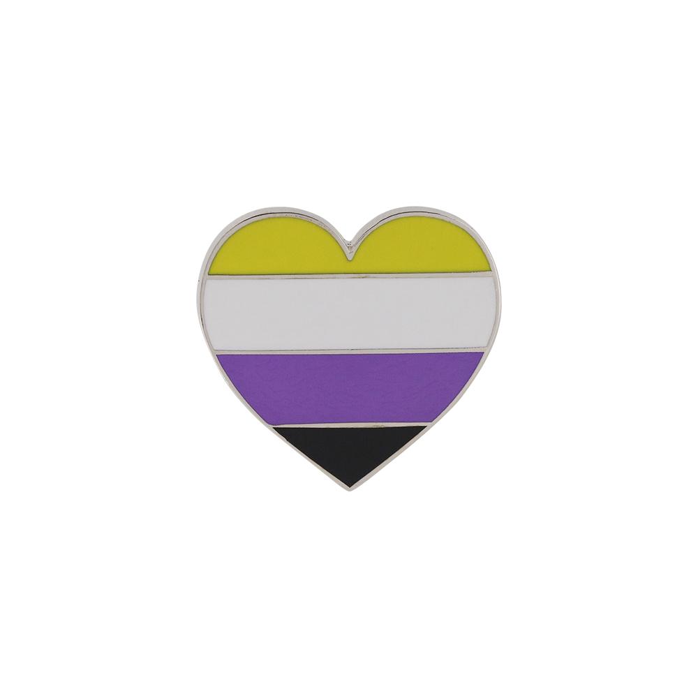 Nonbinary Pride Heart Shaped Flag Enamel Pin Pin WizardPins 5 Pins 