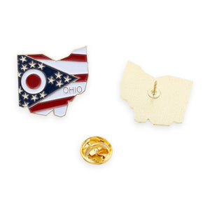 Ohio State Shape Outline and Ohio State Flag Lapel Pin Pin WizardPins 10 Pins 