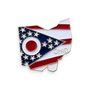 Ohio State Shape Outline and Ohio State Flag Lapel Pin Pin WizardPins 1 Pin 
