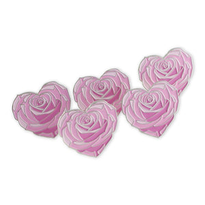 Heart Shaped Pink Rose Flower Enamel Lapel Pin Pin WizardPins 5 Pins 