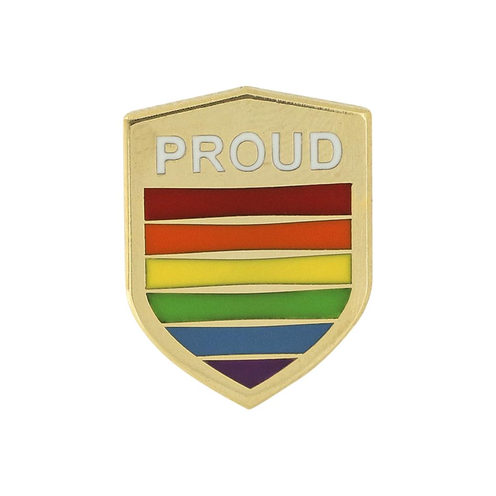 Proud Pride Shield Gold Enamel Pin Pin WizardPins 1 Pin 