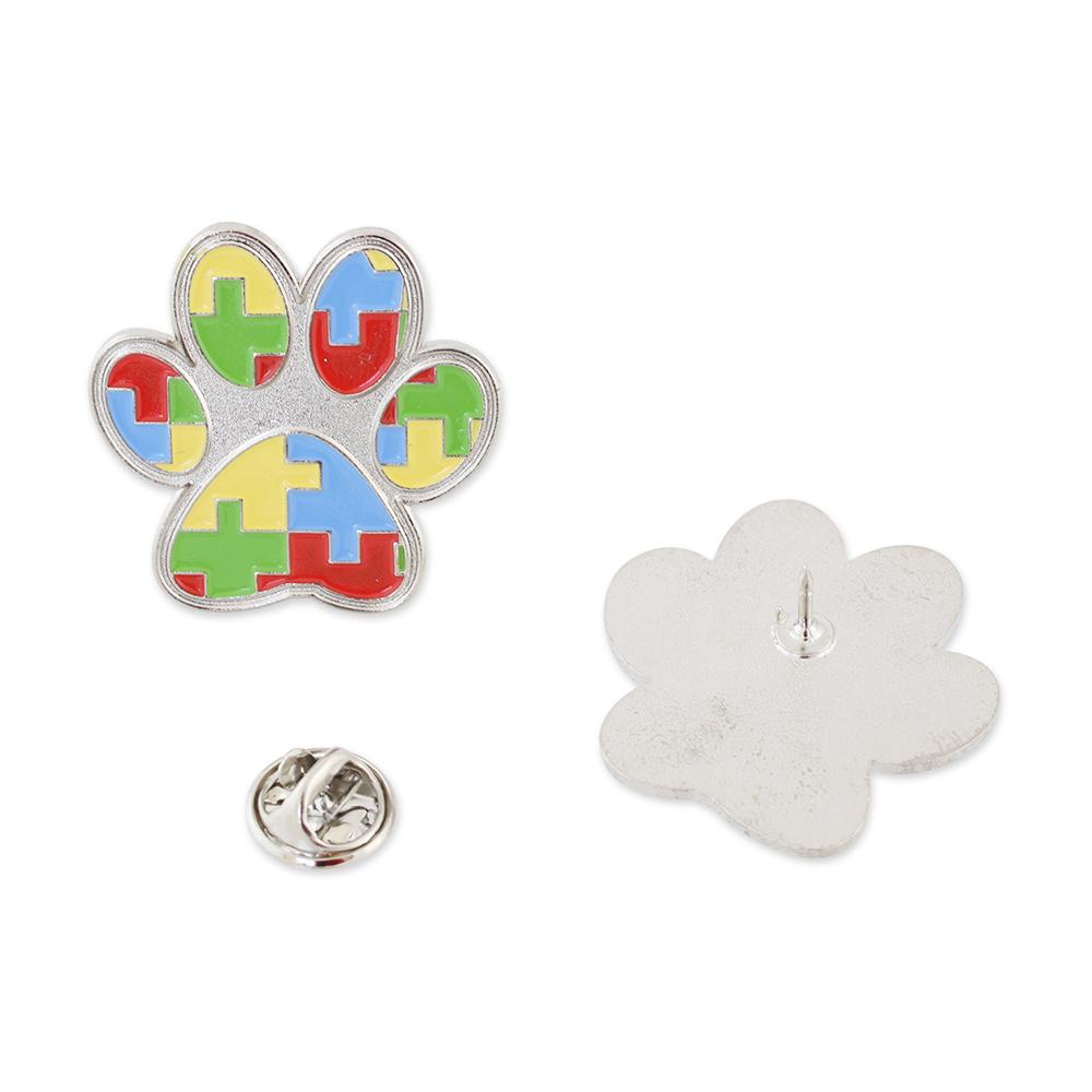 Paw Print Autism Color Puzzle Pieces Lapel Pin Pin WizardPins 5 Pins 