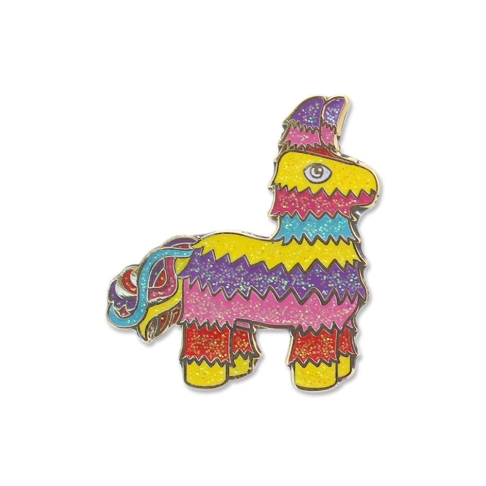 Rainbow Glitter Donkey Fiesta Piñata Enamel Lapel Pin Pin WizardPins 1 Pin Gold 