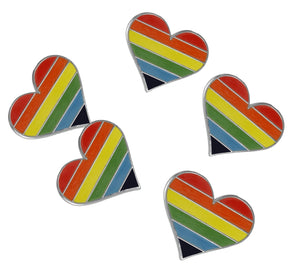 Rainbow Heart Pride Flag Silver Hard Enamel Lapel Pin Pin WizardPins 10 Pins 