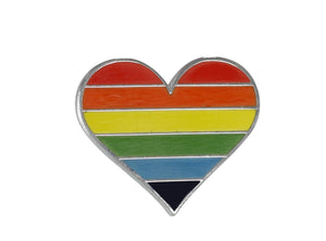 Rainbow Heart Pride Flag Silver Hard Enamel Lapel Pin Pin WizardPins 1 Pin 