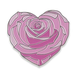 Heart Shaped Pink Rose Flower Enamel Lapel Pin Pin WizardPins 1 Pin 