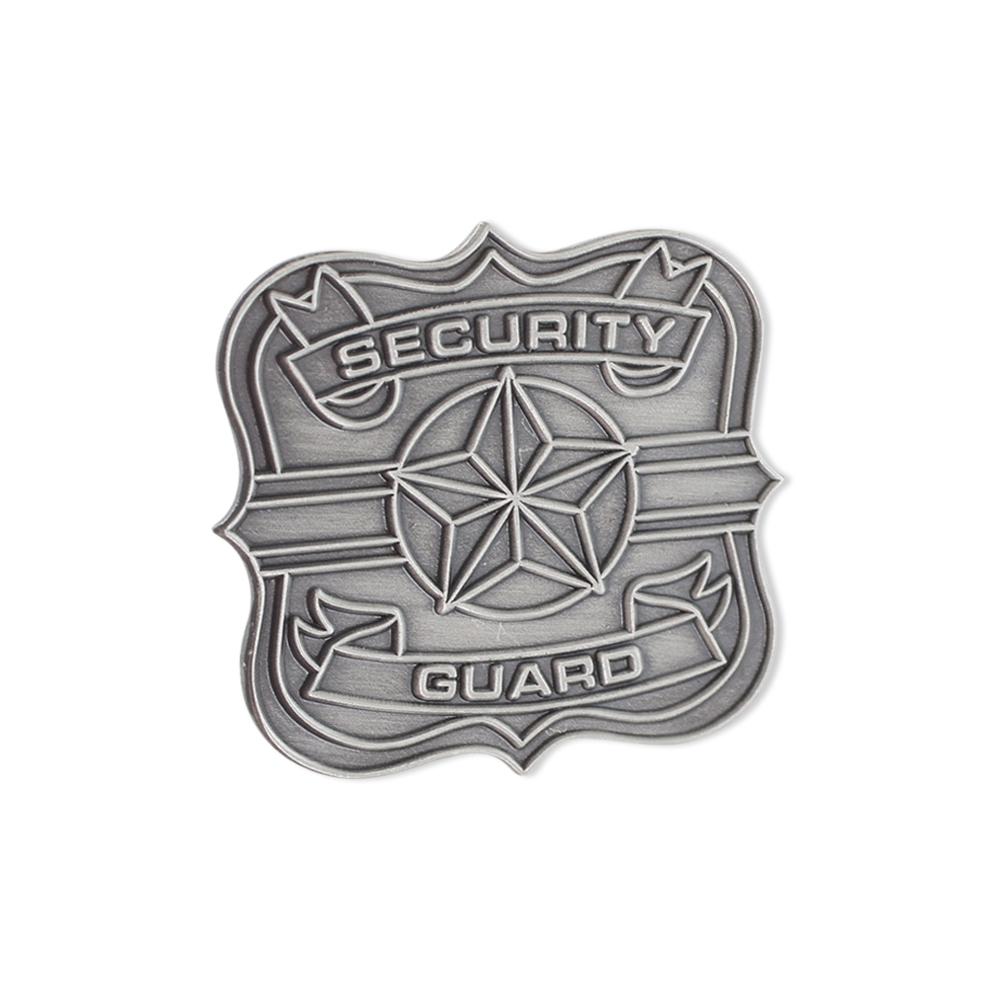 Security Guard Badge Antique Silver Diestruck Lapel Pin Pin WizardPins 1 Pin 