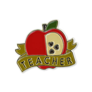 Red Apple Teacher Appreciation Antique Gold Enamel Lapel Pin Pin WizardPins 1 Pin 