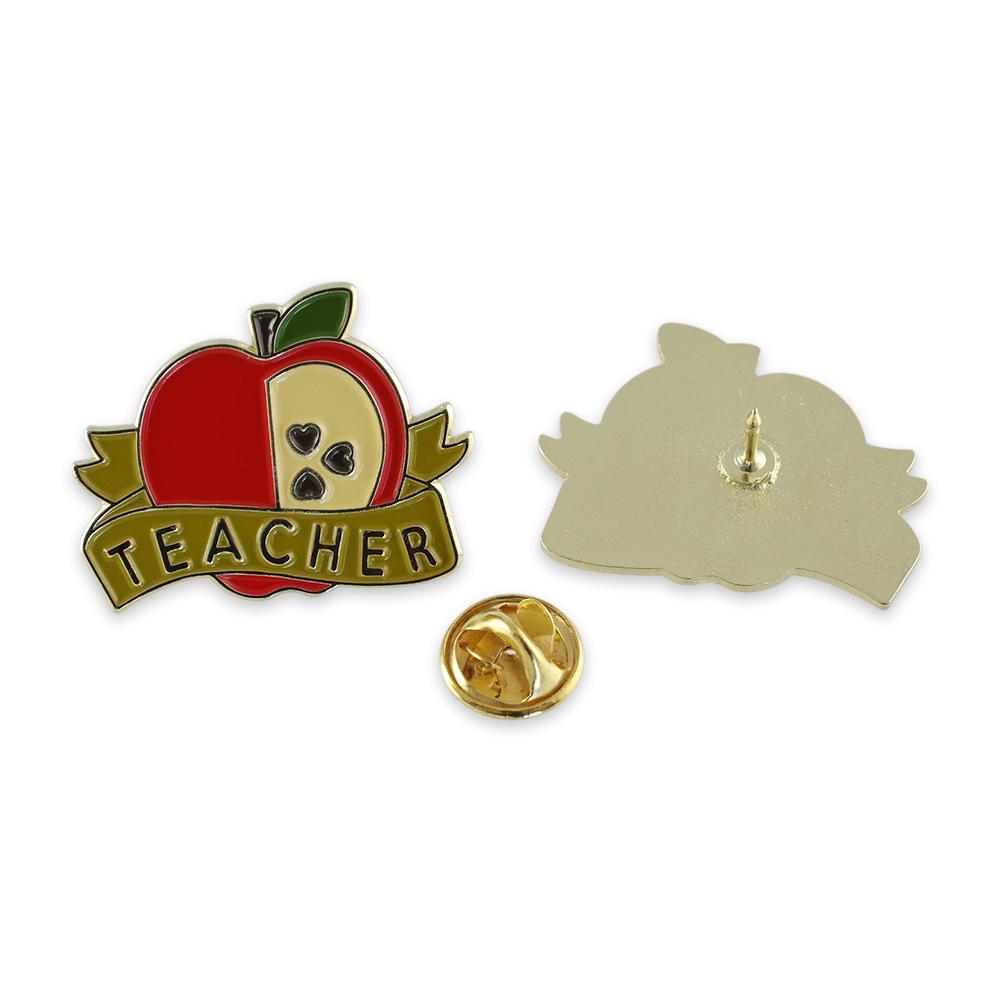 Red Apple Teacher Appreciation Antique Gold Enamel Lapel Pin Pin WizardPins 5 Pins 