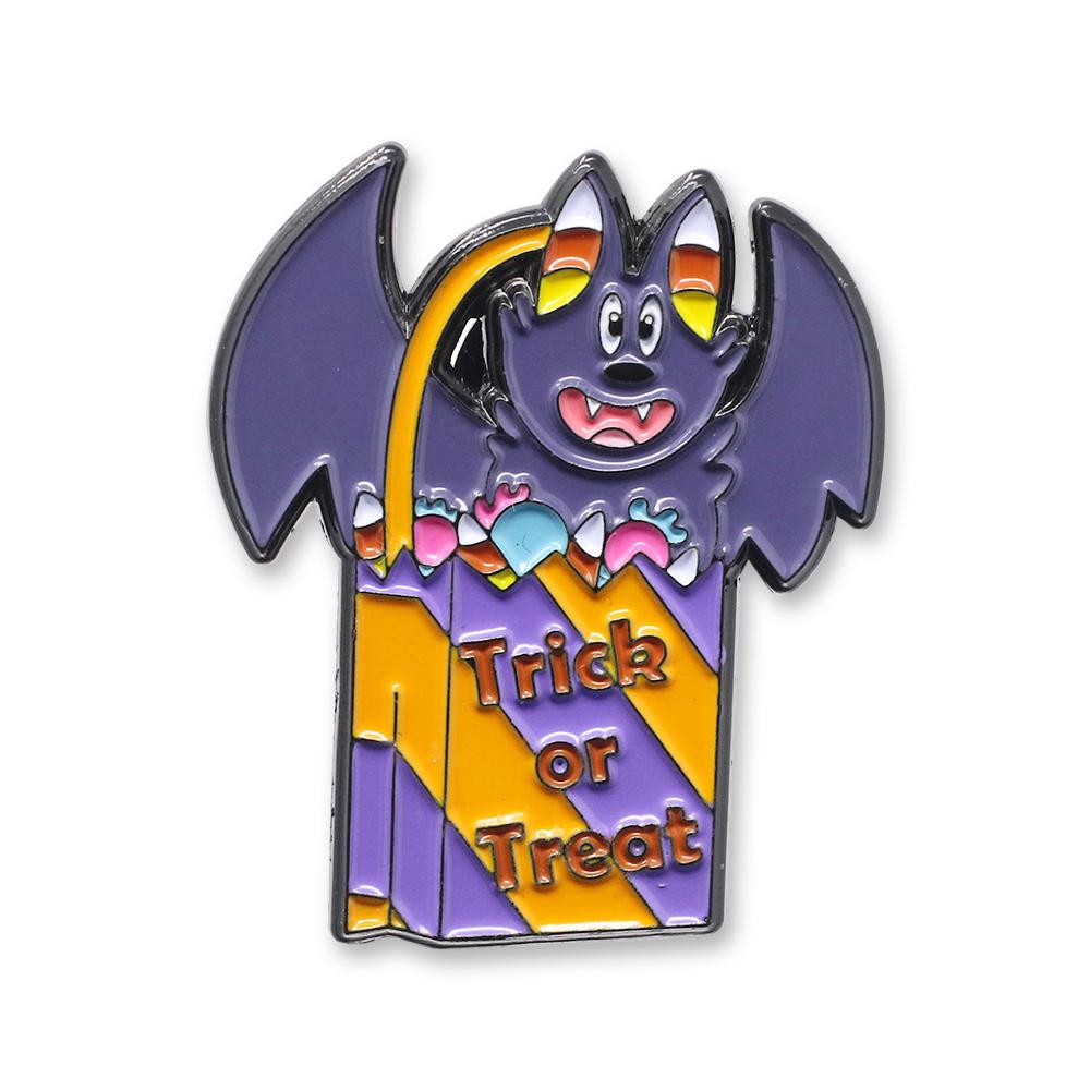 Trick or Treat Candy Bat Cute Halloween Enamel Pin Pin WizardPins 1 Pin 