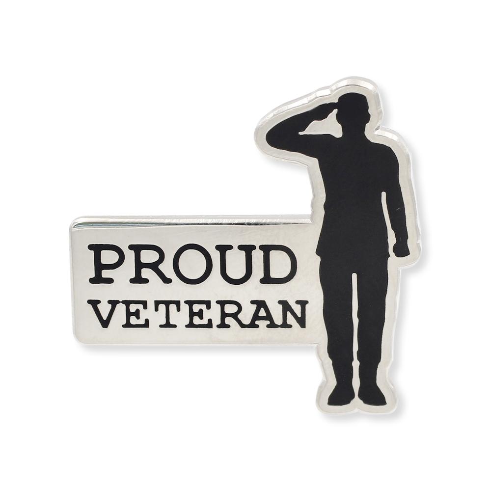Proud Veteran Salute Hard Enamel Lapel Pin Pin WizardPins 1 Saluting Soldier Pin 