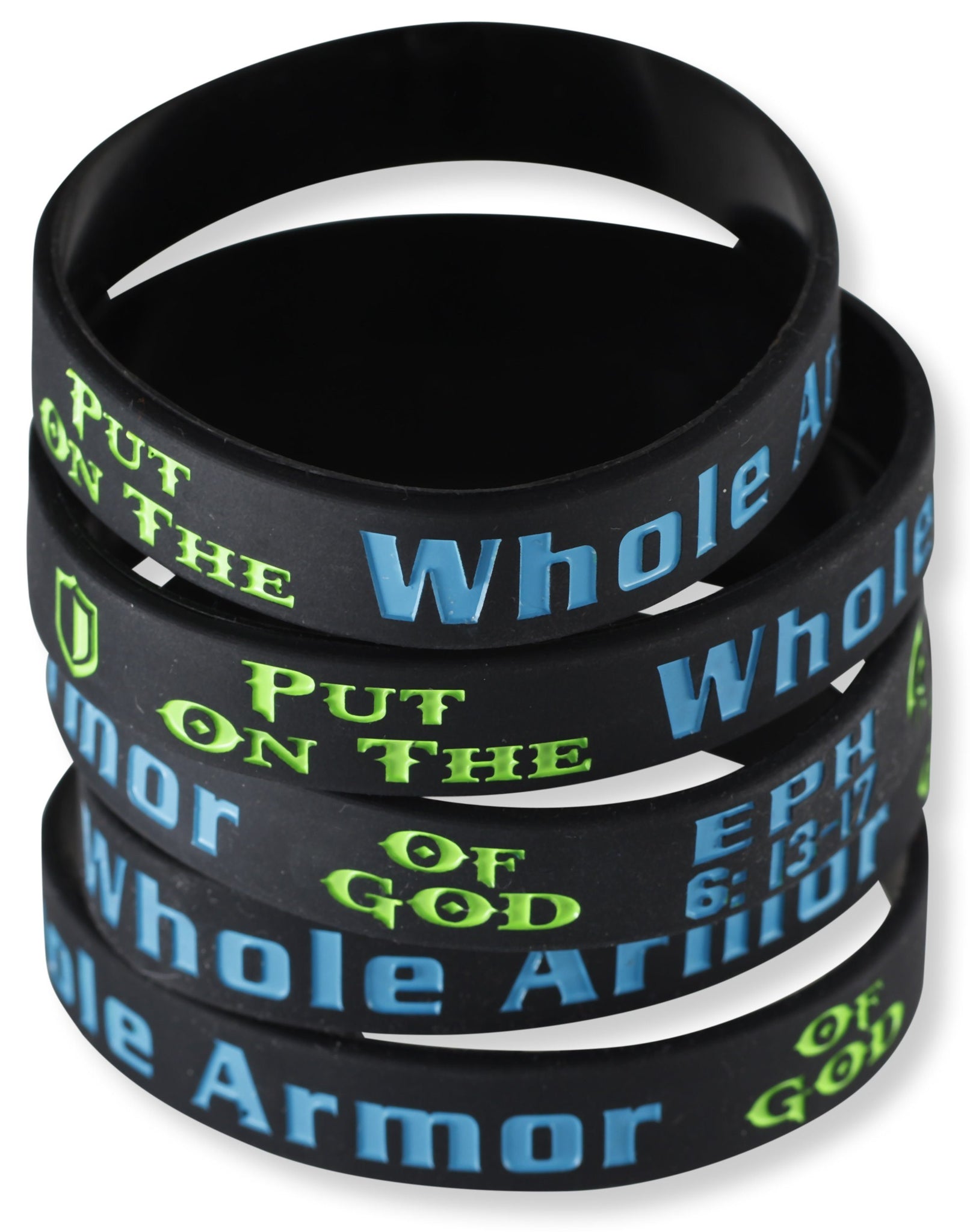 Put on The Whole Armor of God Ephesians 6:13-17 Silicone Bracelet Wristbands Wristband WizardPins 10 Wristbands 