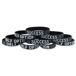 Success is The ONLY Option Motivational Black Silicone Wristband Wristband WizardPins 10 Wristbands 