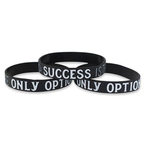 Success is The ONLY Option Motivational Black Silicone Wristband Wristband WizardPins 3 Wristbands 