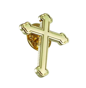 Gold Ornate Cross Religious Lapel Pin Pin WizardPins 25 Pins 