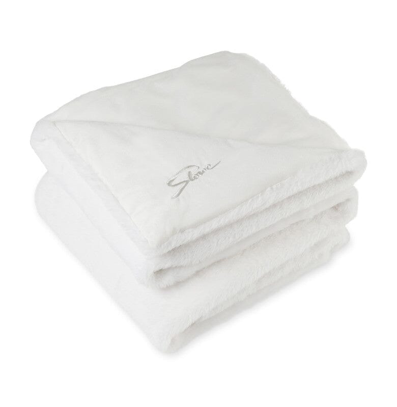 Luxe Faux Fur Throw Blanket Blankets Gemline White Emroidery 