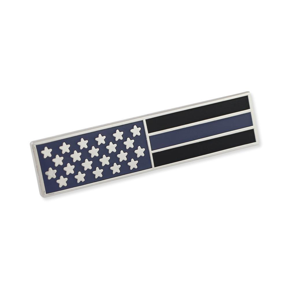 Police Thin Blue Line American Flag Stars Blue & Black Stripes Uniform Bar Pin Pin WizardPins 50 Pins 